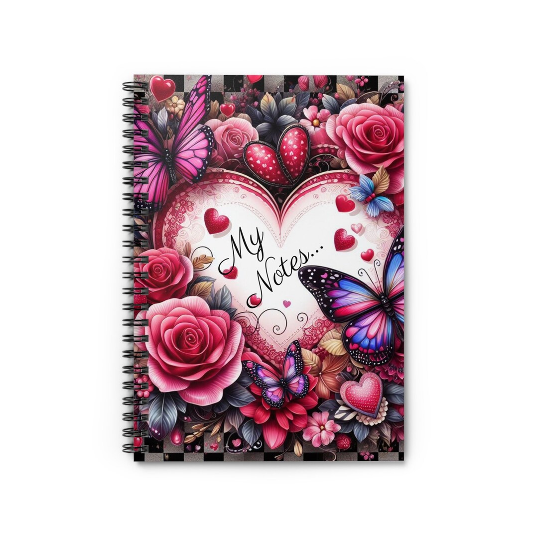 My Notes Heart Spiral Notebook Ruled Line Quality Cover Lay Flat Easy ...