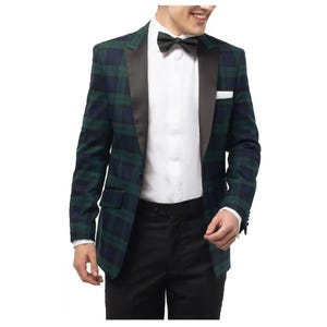 Men&#39;s Black Watch Tartan Tuxedo Jacket: Scottish Highland Formal Blazer