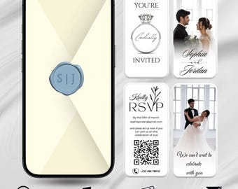 Video Wedding Invitation, Animated Wedding Invite With Rsvp And QR code, Editable Canva Template