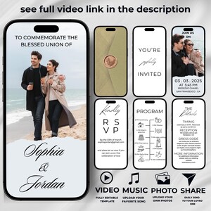 Hochzeitsvideoeinladungshersteller, animierte Hochzeitseinladung, Hochzeitsvideoeinladung mit Musik, bearbeitbare Vorlage, Videohochzeitseinladung