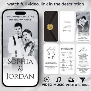 Animated Wedding Video Invitation: Minimalist Black & White Design (Canva Template)