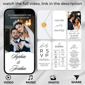 Créateur d'invitations vidéo de mariage, faire-part de mariage animé, faire-part vidéo de mariage avec musique, modèle modifiable, faire-part de mariage vidéo