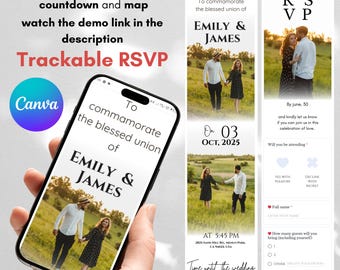 Animated Wedding Invitation Website Template: RSVP, Map, Countdown (Digital Download)