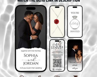 Animated Wedding Invitation: Black & White Luxury Design (DIY Canva Template, Digital Download)