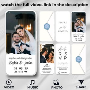 Minimalist Wedding Video Invitation: Editable Canva Template (Digital Download)