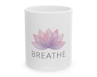 Akwarelowy kubek z motywem lotosu | Ceramiczny kubek do medytacji