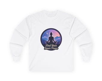 Koszulka z długim rękawem „Znajdź swój wewnętrzny spokój” | Grafika z motywem lotosu medytacyjnego