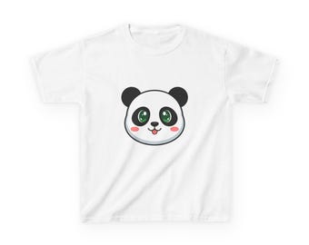 Słodka koszulka dla dzieci z twarzą pandy | Kawaii Panda, zielone oczy, rumieńce na policzkach