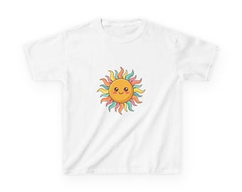 Koszulka dziecięca z uroczym motywem słońca, wesoły, retro, słoneczny klimat