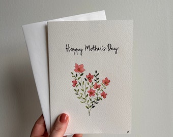 Original Hand Painted Mother’s Day Floral Card | Handmade Watercolour Card for Mother’s Day