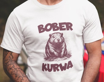 Bober Kurwa T-shirt graphique drôle, T-shirt castor, T-shirt drôle de castor, Bober Kurwa castor, T-shirt polonais drôle, T-shirt offensif, T-shirt meme