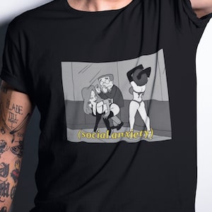 Sociale angst grappig grafisch T-shirt, grappig meme-T-shirt, Simpsons-T-shirt, Cursed T-shirt, aanstootgevend T-shirt, losgeslagen T-shirt, grappig T-shirt