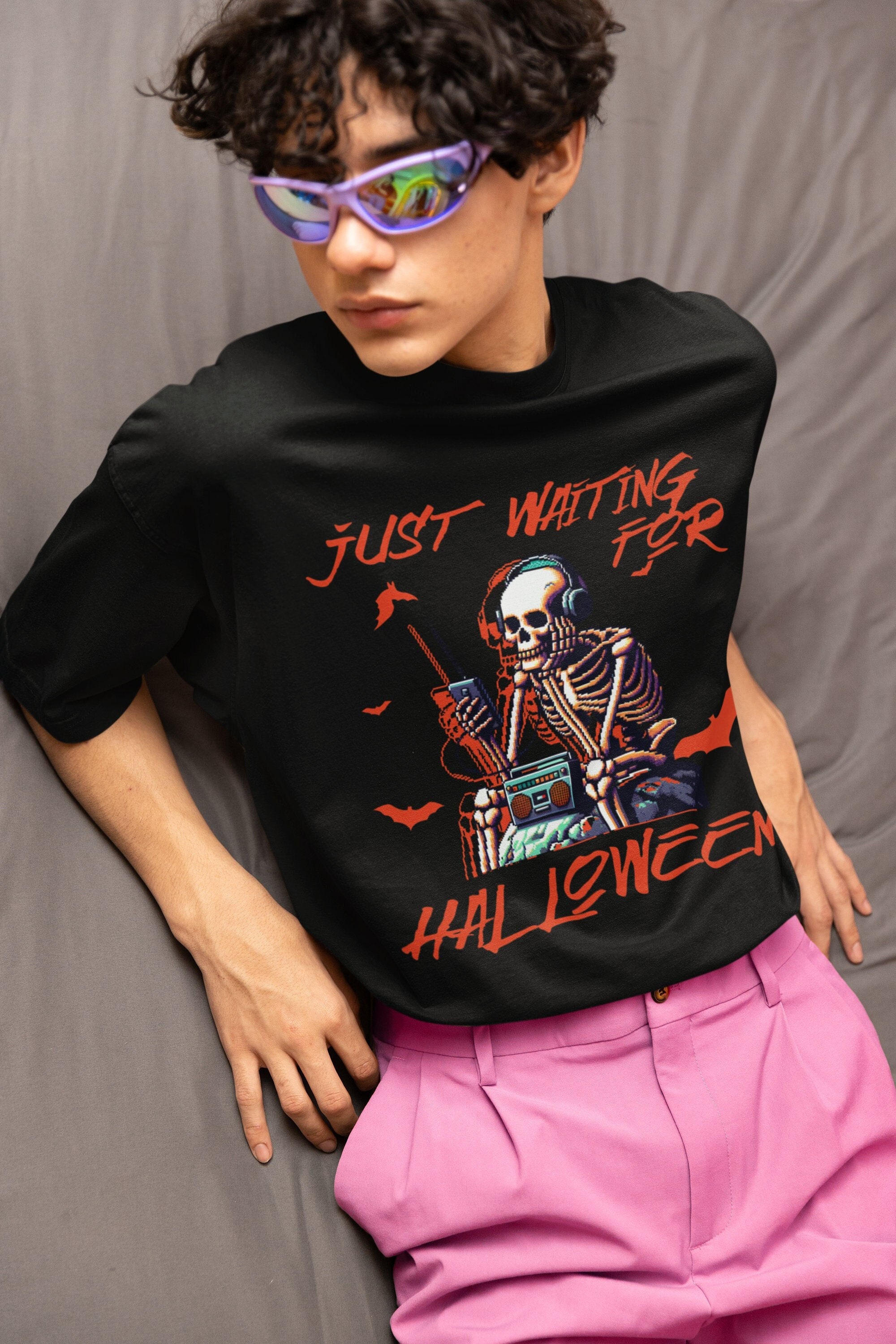 Waiting For Halloween Funny Graphic T-shirt, Fall Funny T-shirt, October Funny T-shirt, I Love Halloween T-shirt, Funny Gift, Retro T-shirt