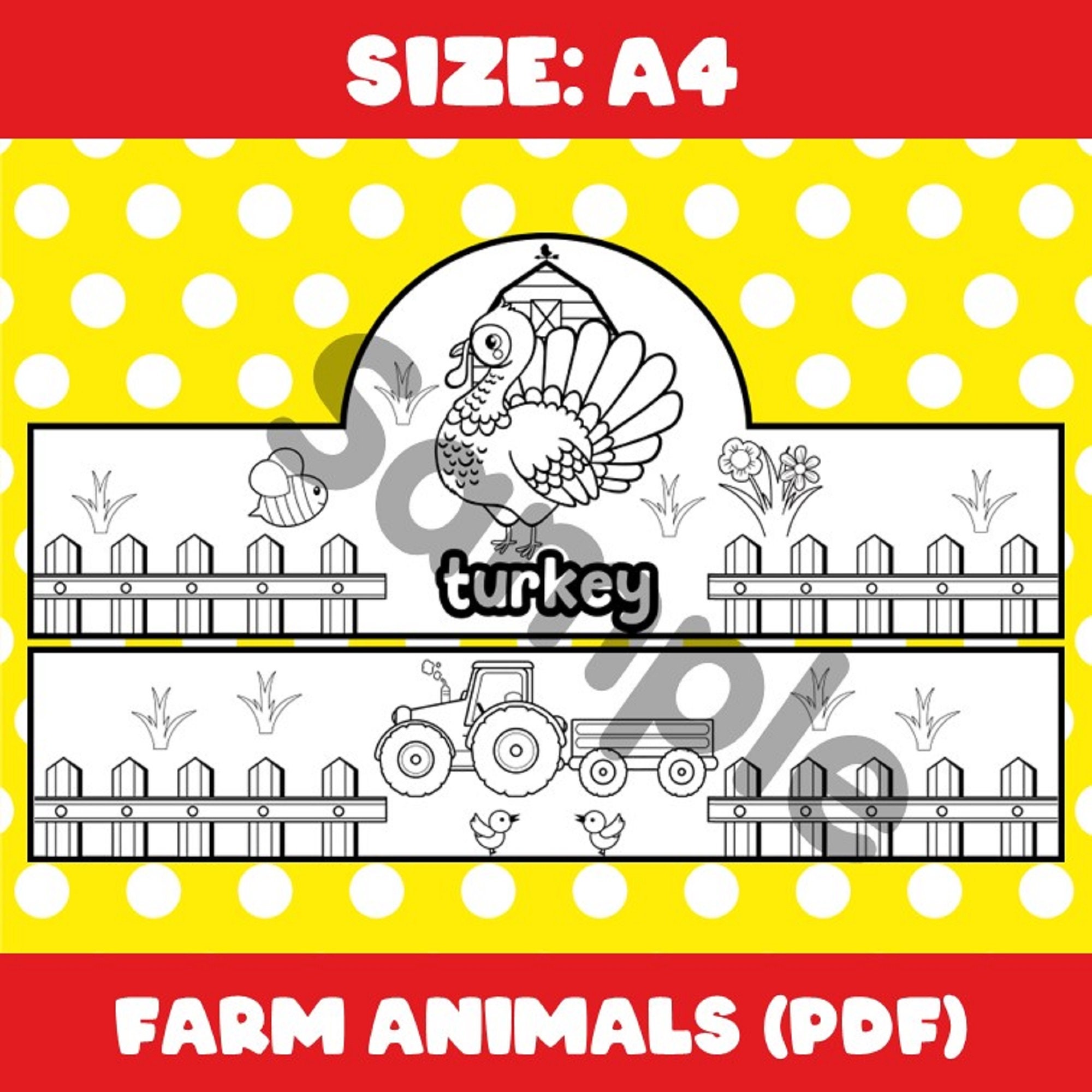 Farm Animal Headbands, Farm Animal Crows, English and Spanish