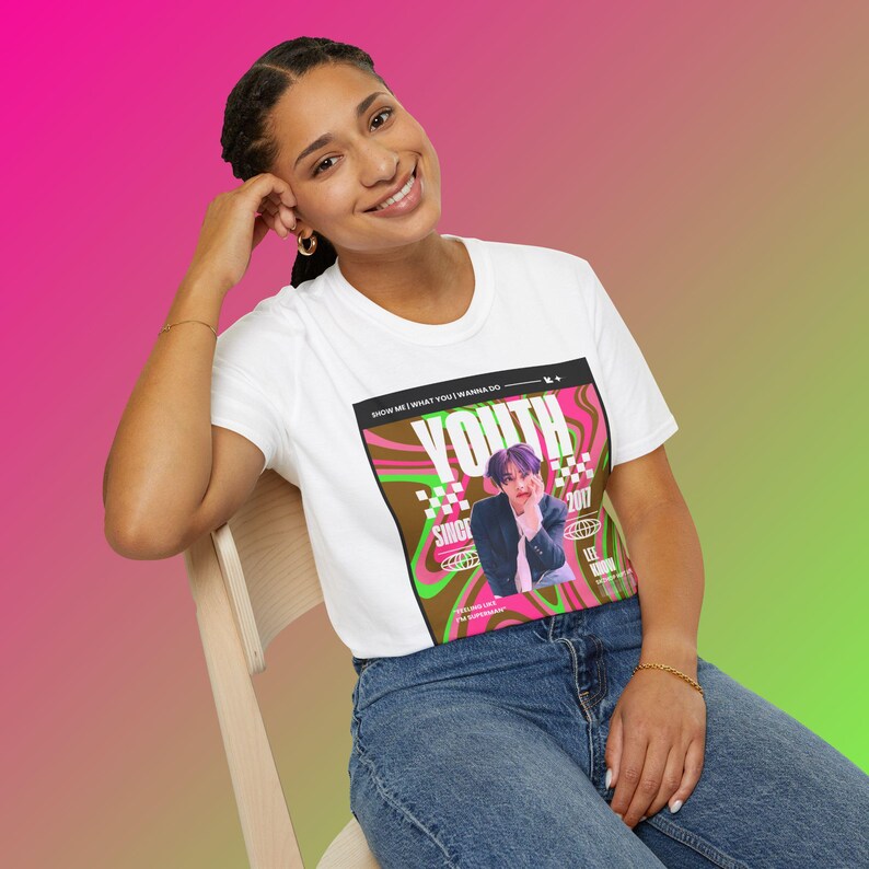 Lee Know Youth Stray Kids inspiró camiseta unisex, camiseta softstyle, ropa de calle, camisa para fanáticos de la música, ropa casual cómoda imagen 9
