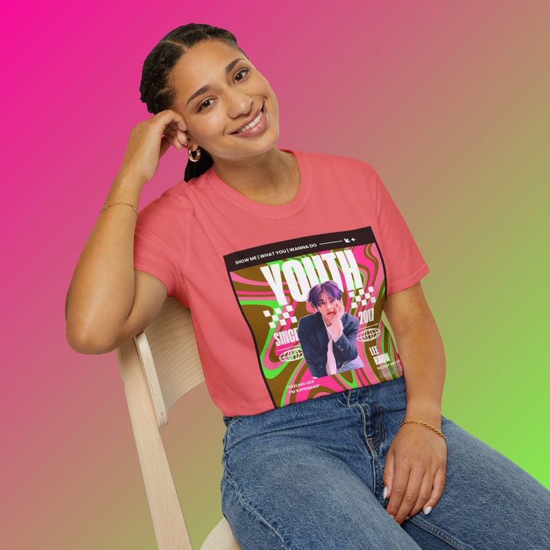 Lee Know Youth Stray Kids inspiró camiseta unisex, camiseta softstyle, ropa de calle, camisa para fanáticos de la música, ropa casual cómoda imagen 7