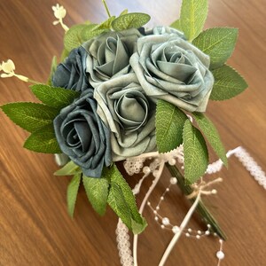 Bridal bouquet, dusty blue wedding, blue wedding bouquet, faux bouquet, silk bridal bouquet