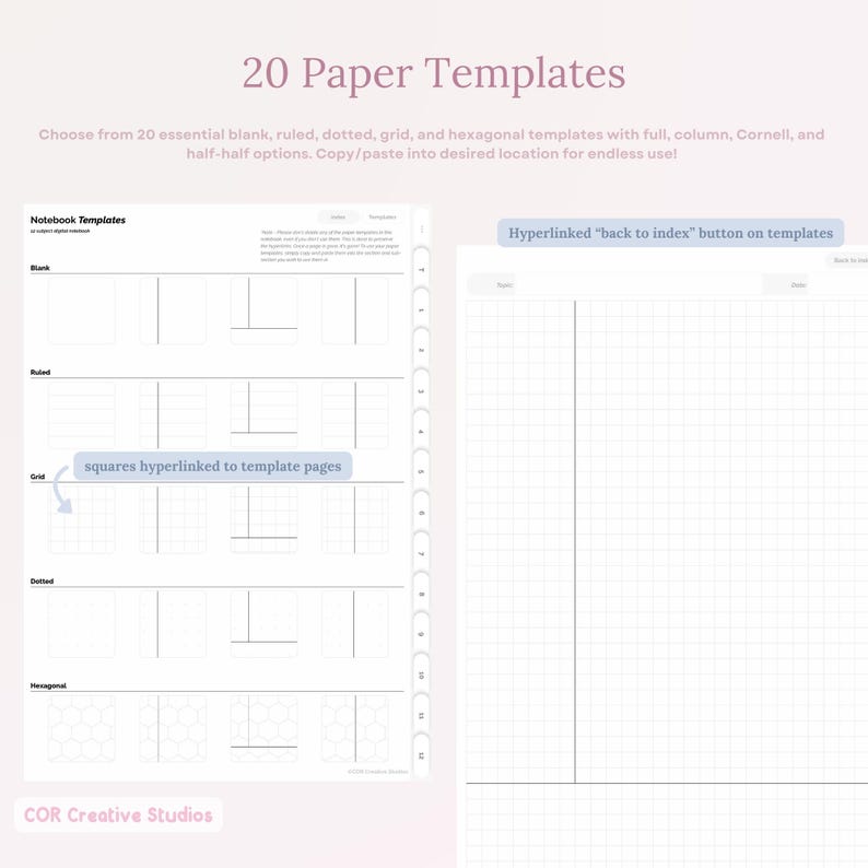12-subject Portrait Digital Notebook: Hyperlinked for Goodnotes ...