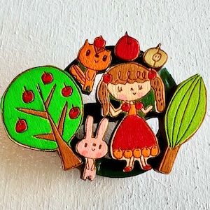 Apfel-Prinzessin-Apfel-Brosche
