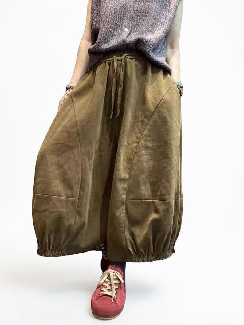 Vintage Wash Cotton Balloon Pants | Relaxed Harem Trousers image 8