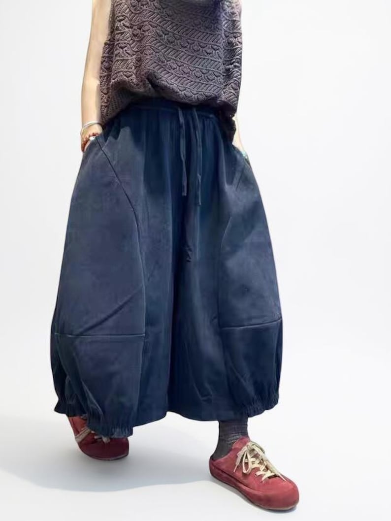 Vintage Wash Cotton Balloon Pants | Relaxed Harem Trousers image 2