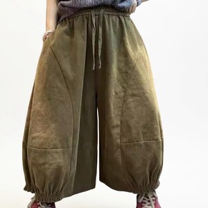 Vintage Wash Cotton Balloon Pants | Relaxed Harem Trousers image 7