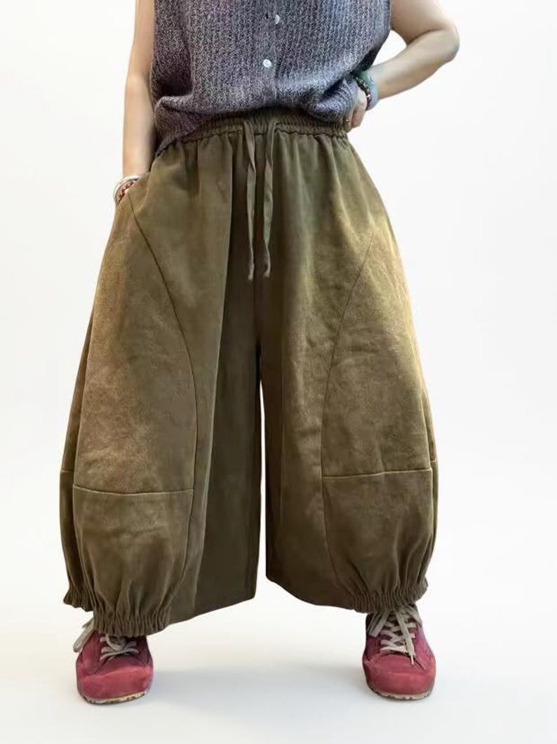 Vintage Wash Cotton Balloon Pants | Relaxed Harem Trousers image 7