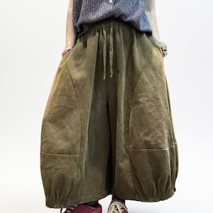 Vintage Wash Cotton Balloon Pants | Relaxed Harem Trousers image 5
