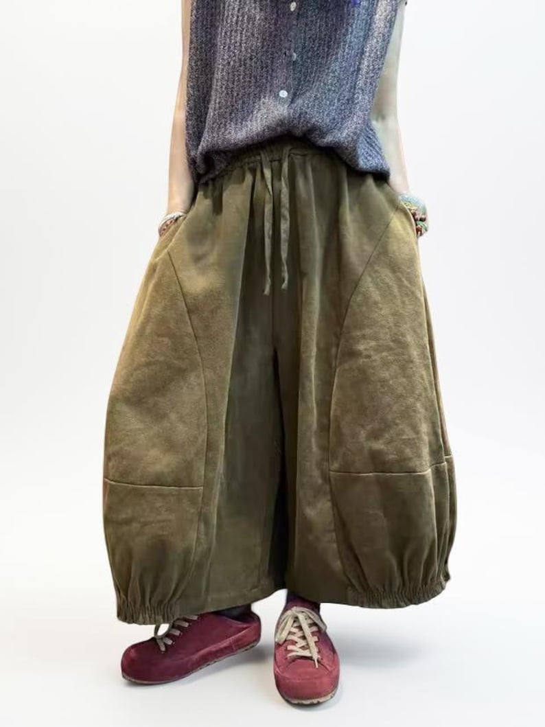 Vintage Wash Cotton Balloon Pants | Relaxed Harem Trousers image 5