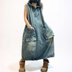 oversized denim hoodie dress 22 Denim dress & Shoes outfit ideas