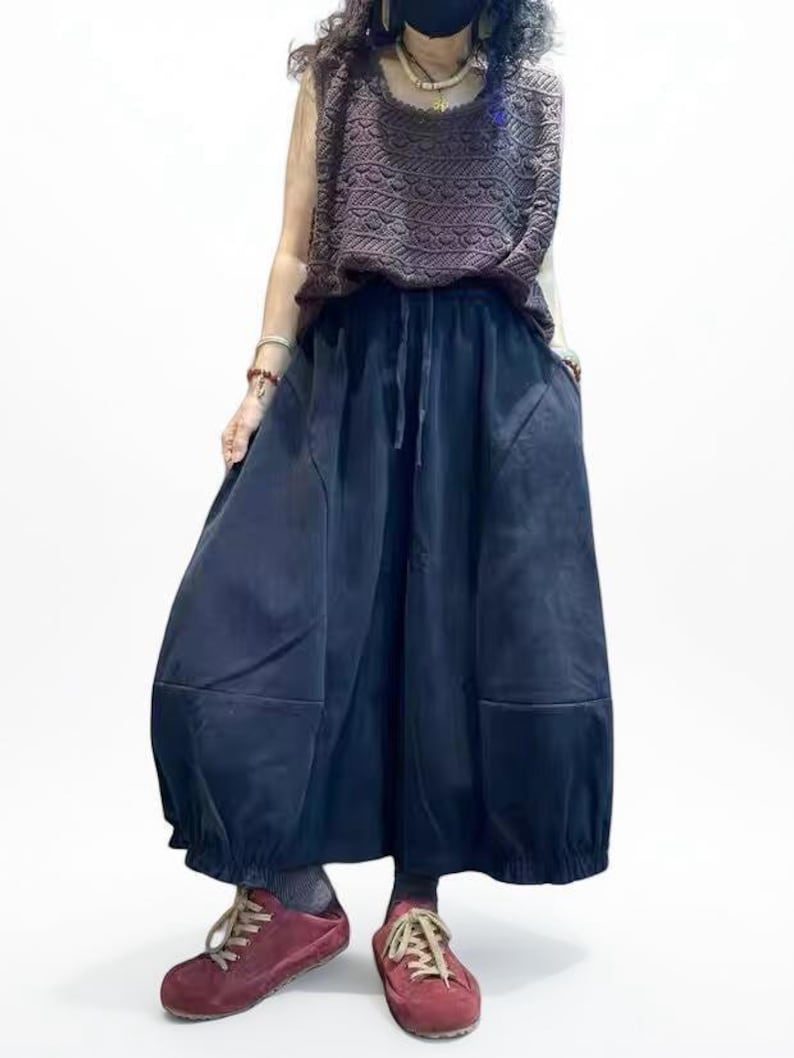 Vintage Wash Cotton Balloon Pants | Relaxed Harem Trousers image 3