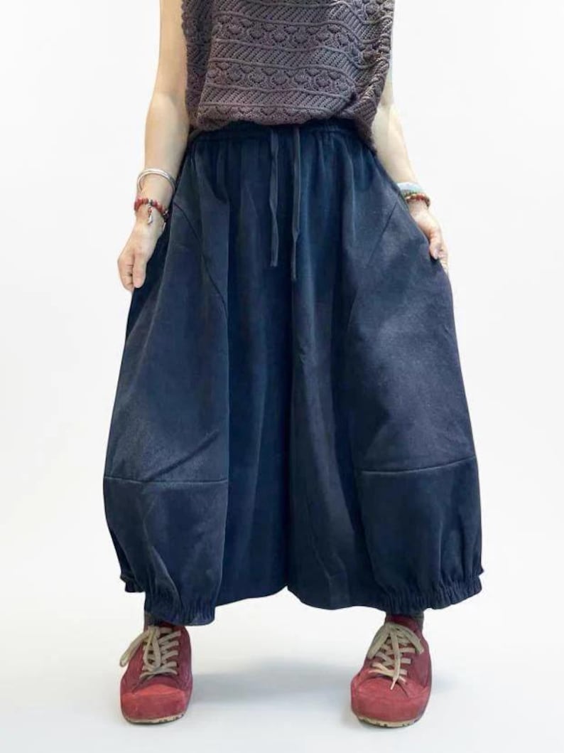 Vintage Wash Cotton Balloon Pants | Relaxed Harem Trousers image 4