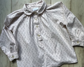 Girl's cotton shirt, long sleeves, girls, pinguins, vintage, made in Canada, 4T