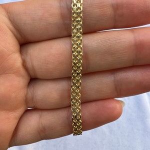 Solid 14K Real Gold chain, 4.60mm Bracelet Bismark Straight link, Real 14K Gold Chain, Women Gold Chain Bracelet, 14K Gold Bracelet