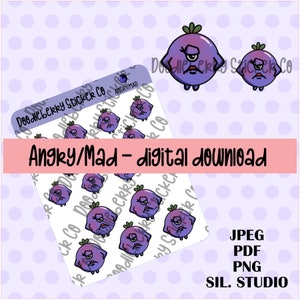 Mad Angry Emotion Planner Stickers Digital To Print And Cut For Any Planner