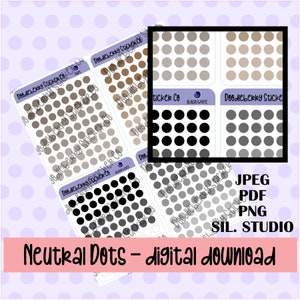 Neutral Color Dots Functional Planner Stickers Digital To Print And Cut For Any Planner