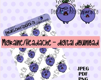 Migräne Kopfschmerzen Planer Aufkleber Digital zum Drucken und Schneiden für jeden Planer