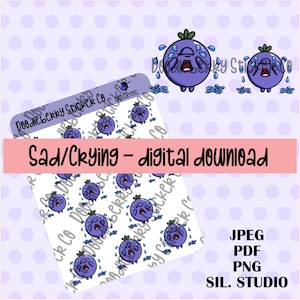 Sad Crying Emotion Planner Stickers Digital To Print And Cut For Any Planner