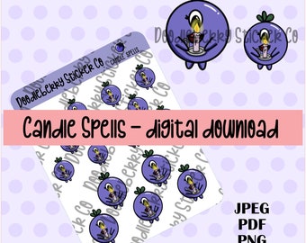 Candle Spells Witchy Planner Stickers Digital To Print And Cut For Any Planner