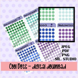 Cool Color Dots Functional Planner Stickers Digital To Print And Cut For Any Planner