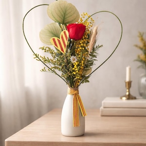 Rosa de Sant Jordi preservada con flores secas | Rosa eterna con decoración catalana | Regalo romántico artesanal