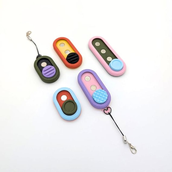 Snapsy - Customizable Magnetic Fidget Slider with Keychain: Textured Tactile Quiet Sensory Toy 3D Printed
