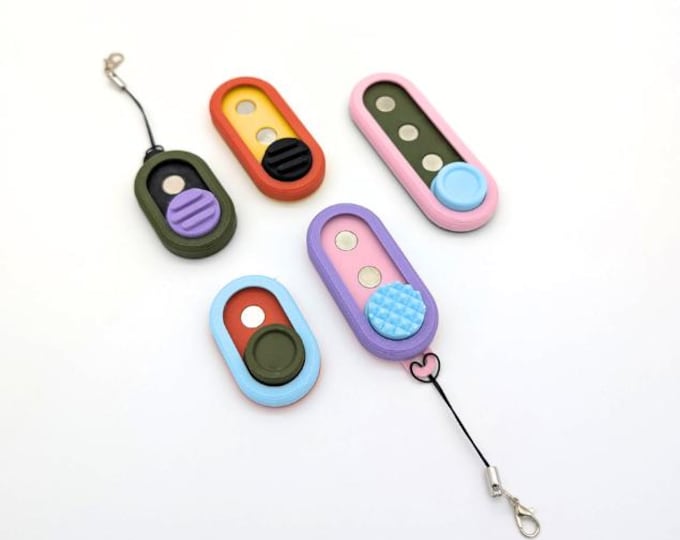 Snapsy - Customizable Magnetic Fidget Slider with Keychain: Textured Tactile Quiet Sensory Toy 3D Printed