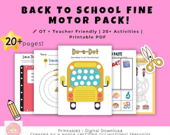 Back to School Fine Motor Activity Pack: OT Printable Worksheets (PDF Download)
