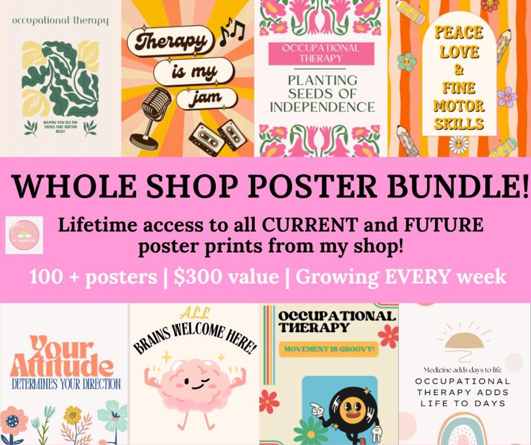 Therapy & Classroom Poster Bundle: 100+ OT, SLP, and Classroom Posters ...
