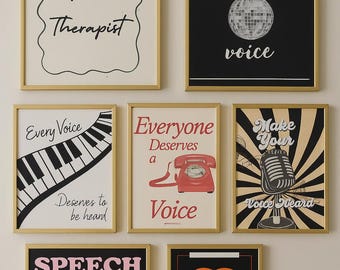 SLP Poster Set | Speech Therapy Wall Art Bundle | Printable Speech Therapist Decor