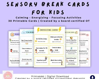 Brain Break Calming Cards - Printable Classroom and Occupational Therapy Regulation & Movement Activities for Kids