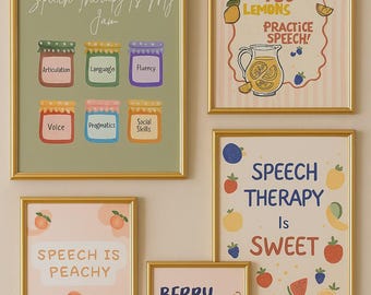 Speech Therapy Fruit Poster Bundle | SLP Classroom Wall Art | Printable Speech Room Decor