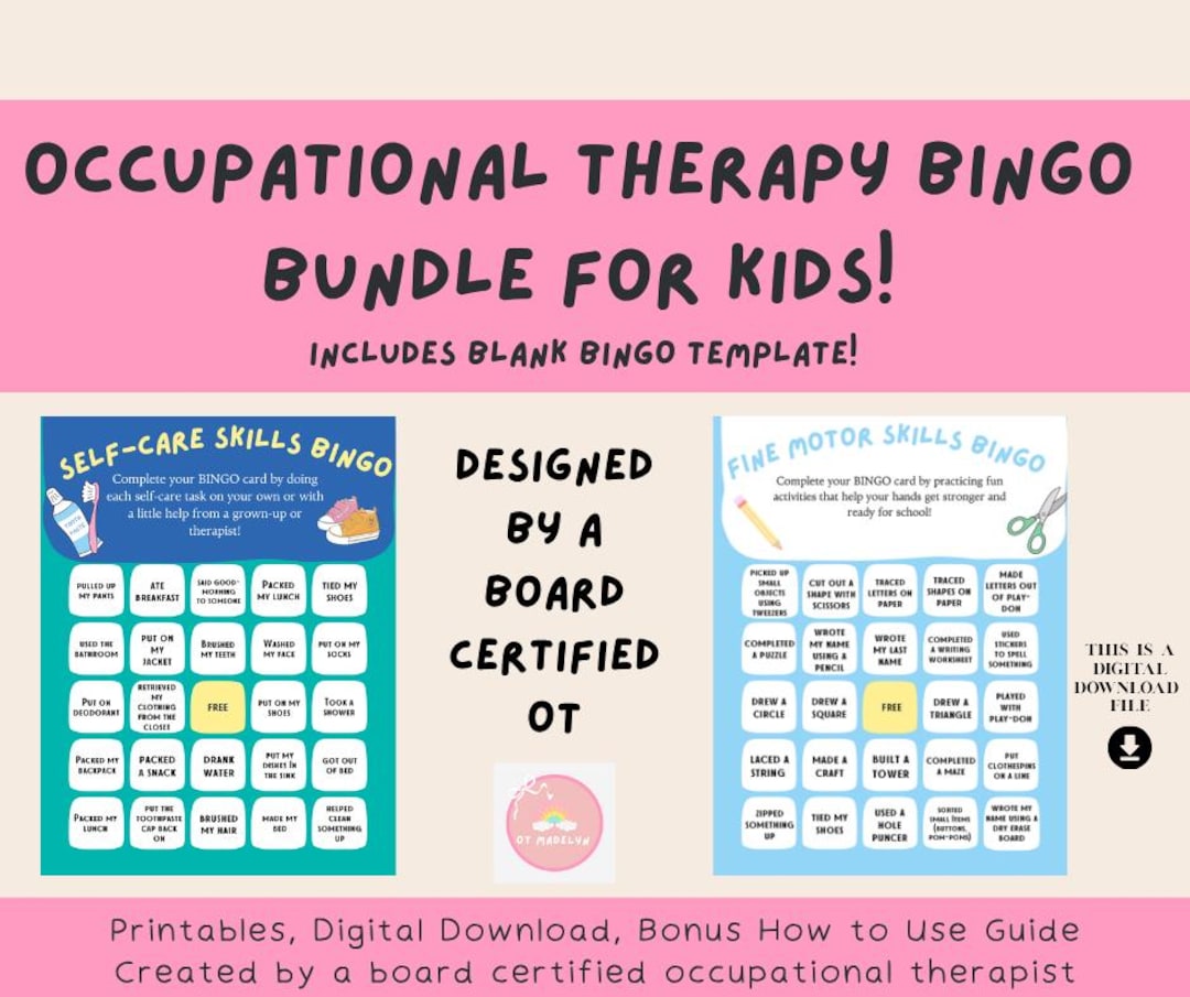 Pediatric OT Bingo Card Bundle: Therapy Games for Self-care & Social ...