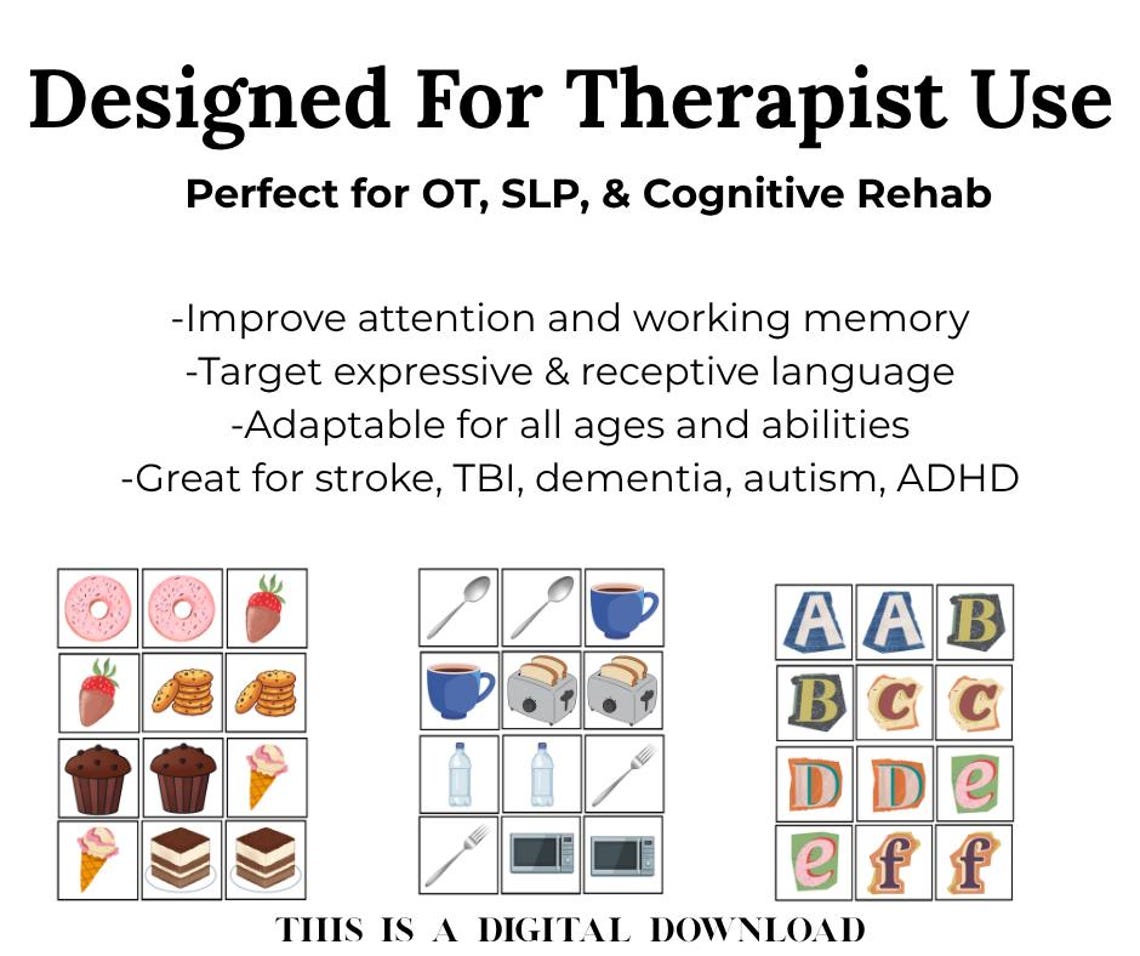 Printable Memory Matching Game: Cognitive Therapy Activity (digital ...